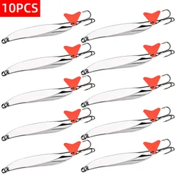 Cuchara wobbler plateada con lentejuelas para pesca en mar costera