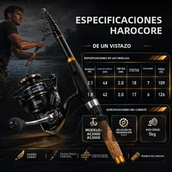 Kit Caña Telescópica Deukio Carrete 2000 para Pesca