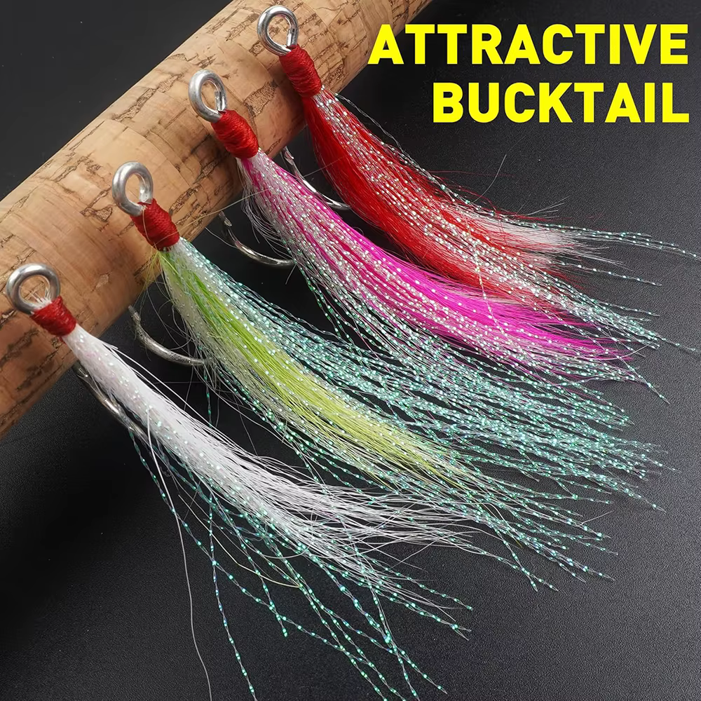 Anzuelo Jig Head Bucktail Flashabou para Lubina y Salmón - imagen 3