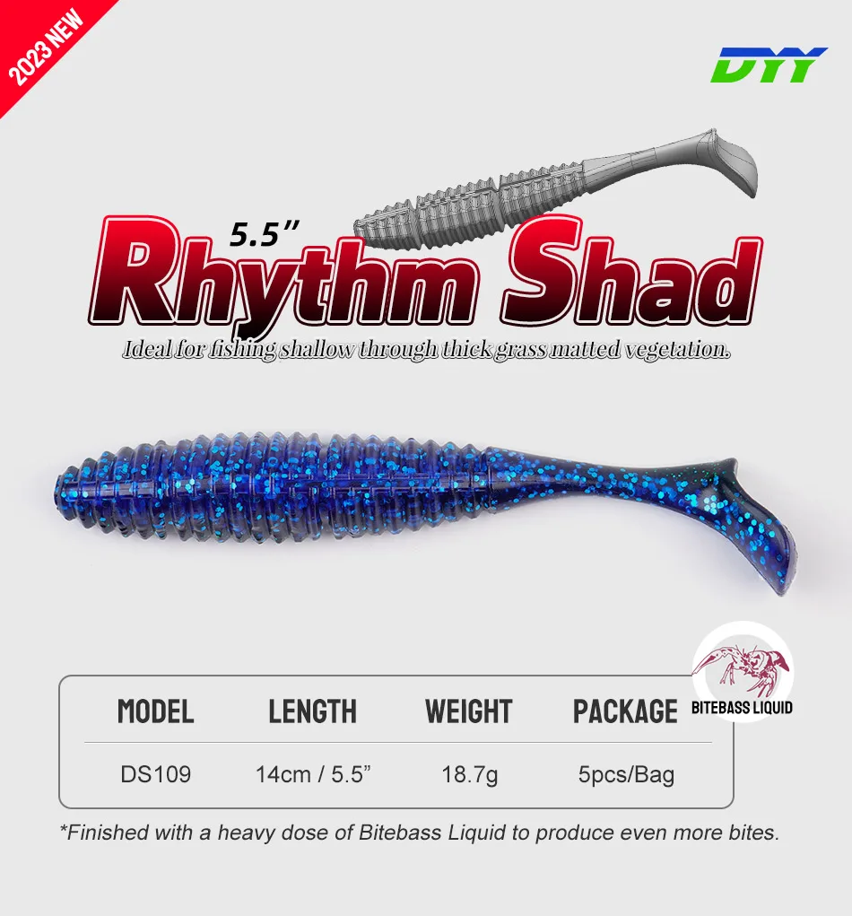 Señuelo blando DYY Rhythm Shad para pesca de lucios y lubinas