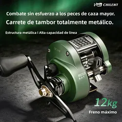 Carrete de pesca CHILENT agua salada, aluminio y doble sellado