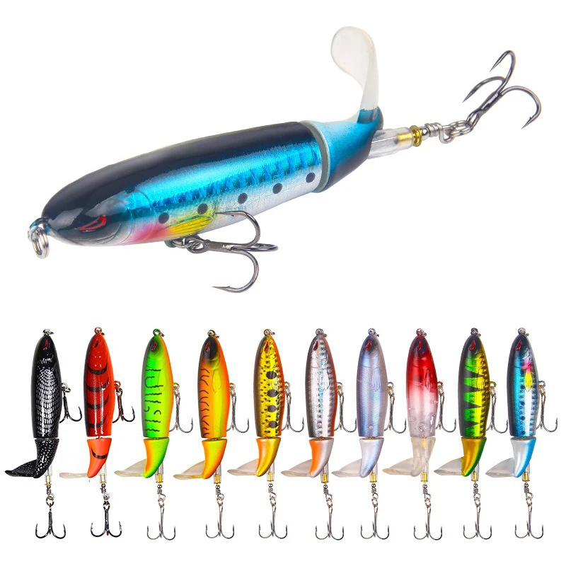 Whopper Popper de pesca de superficie con cola giratoria