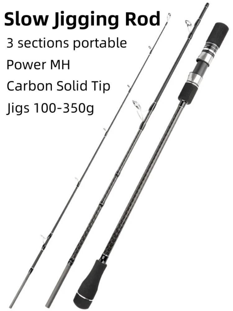 Caña Xinghai de carbono para spinning slow jigging MH, punta sólida
