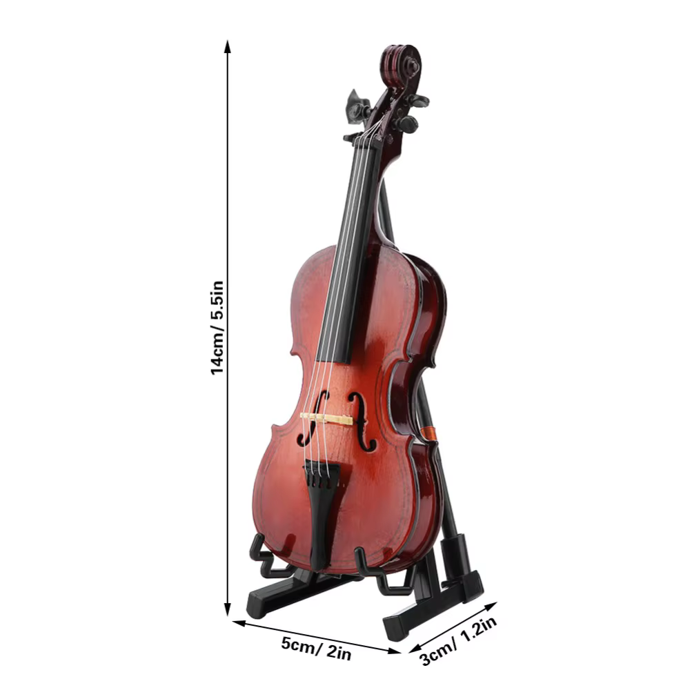 Réplica de violonchelo en miniatura de madera con soporte - imagen 4