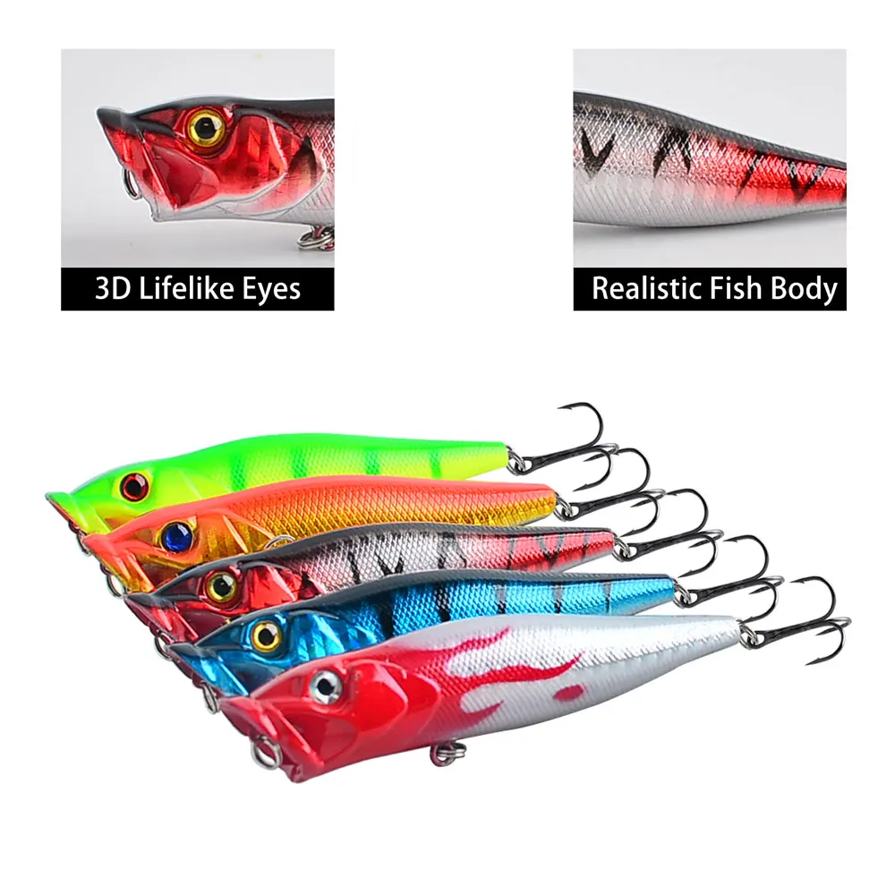 Señuelo Popper Crankbait Swimbait de plástico duro con ojos 3D - imagen 3