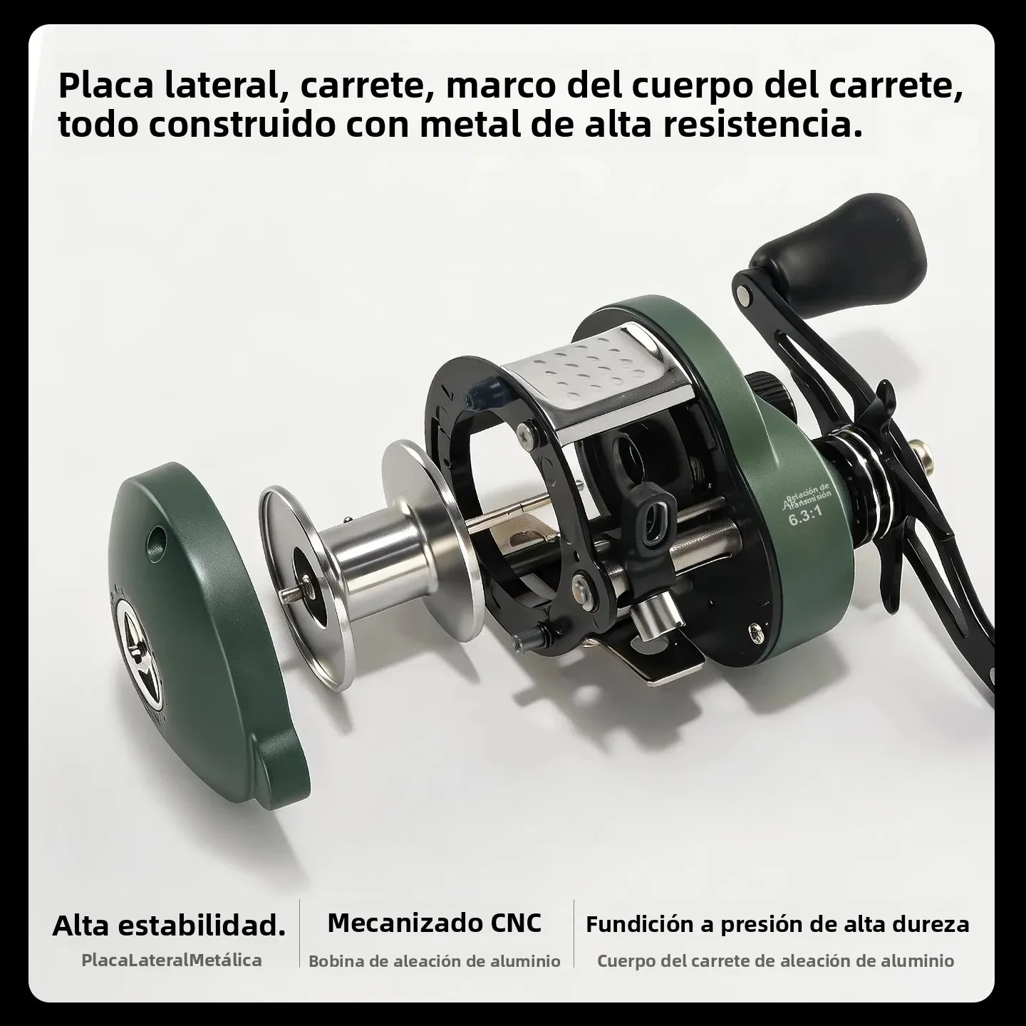 Carrete de pesca CHILENT agua salada, aluminio y doble sellado - imagen 2