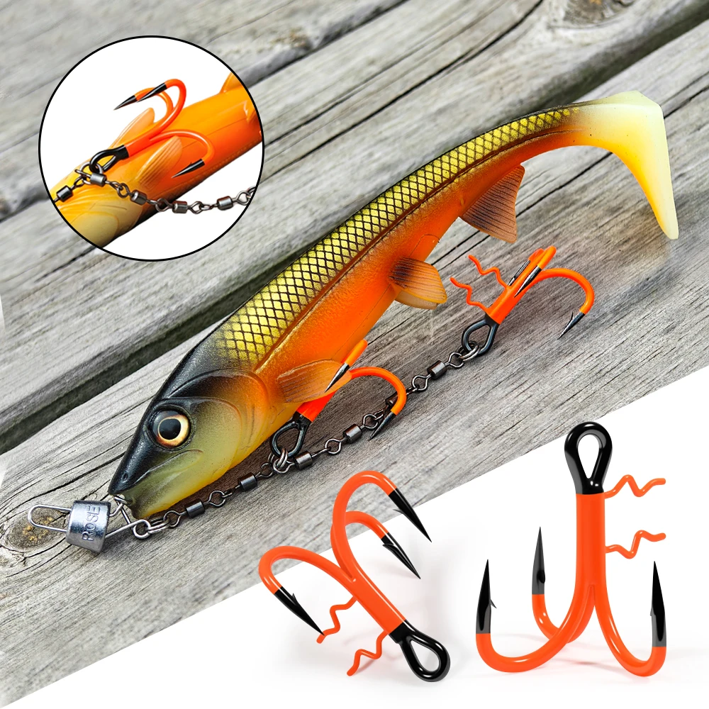 Spinpoler 3X Strong Anzuelo triple UV naranja con asistencia y púas - imagen 3