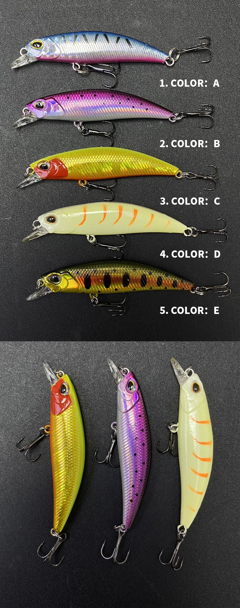 Colorido acabado reflectante del cebo de pesca