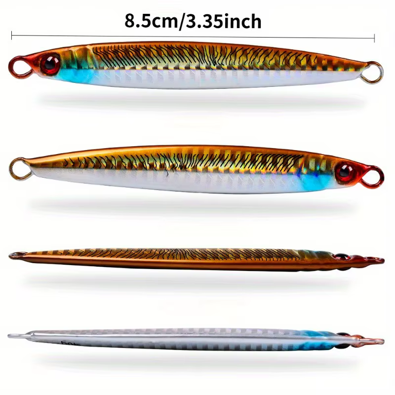 Jigs metálicos reflectantes ojo 3D - Anzuelo triple para lubina en salada - imagen 4
