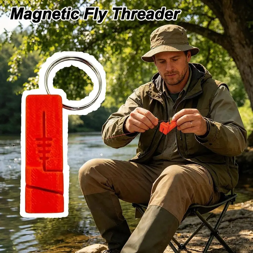 Enhebrador de moscas magnético ABS naranja con llavero portátil - imagen 2
