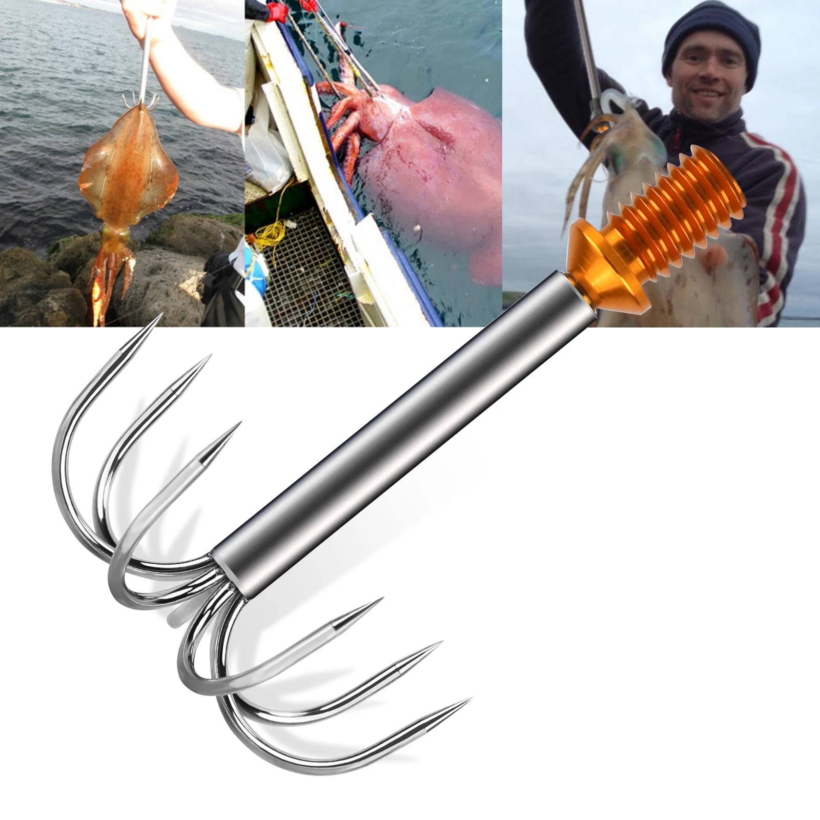 SANLIKE Gancho para calamar y pulpo de acero inoxidable, adaptador red - imagen 3