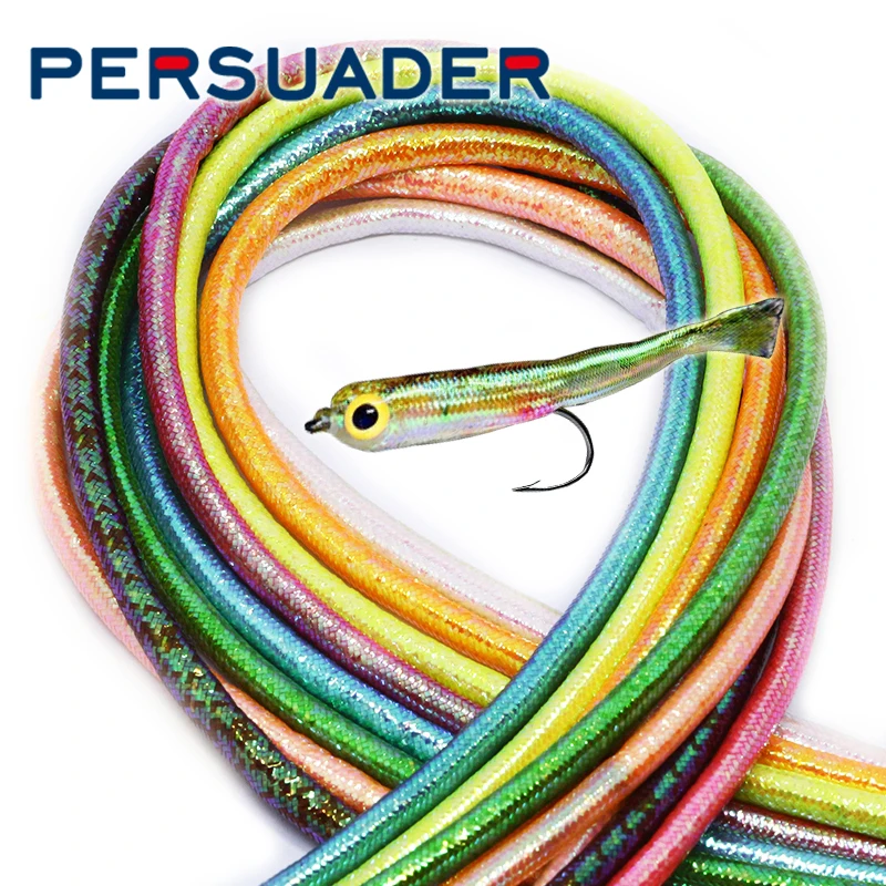 Poxy Minnow Tubo mosca trenzado Mylar para Pike Zonker salmón