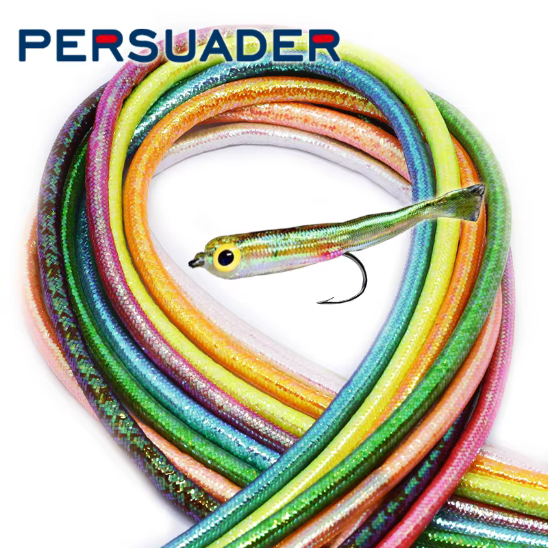 Poxy Minnow Tubo mosca trenzado Mylar para Pike Zonker salmón
