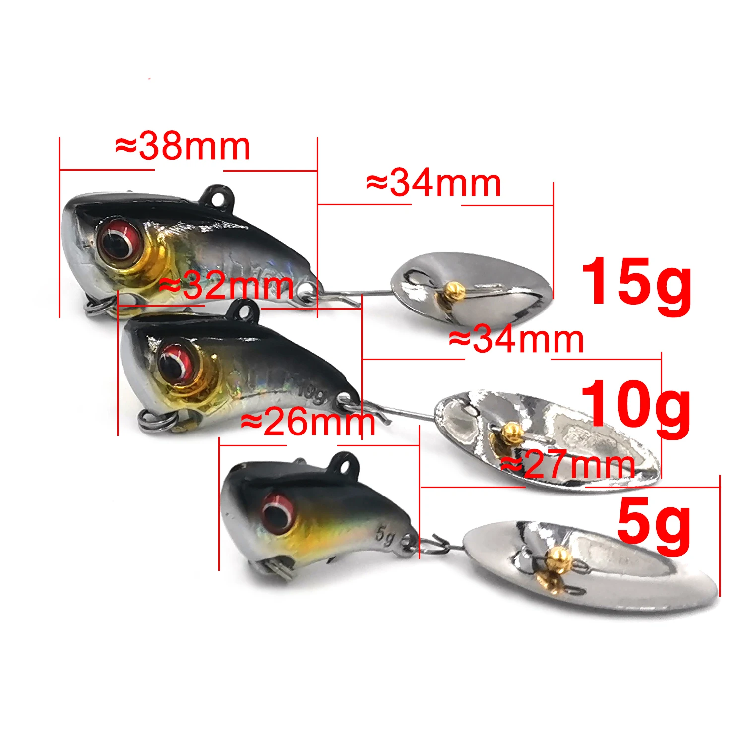 Thetime MCE27 Mini cebo VIB metal con spinner giratorio y cola cigarra - imagen 4