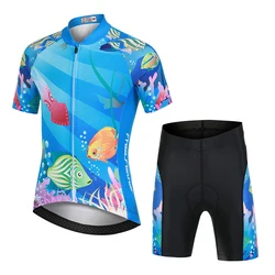 Conjunto infantil ciclismo secado rápido: jersey y pantalón corto