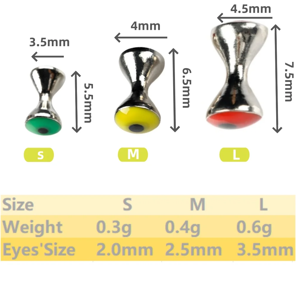 Mancuernas para pesca con mosca con ojos y forma S/M/L - imagen 3