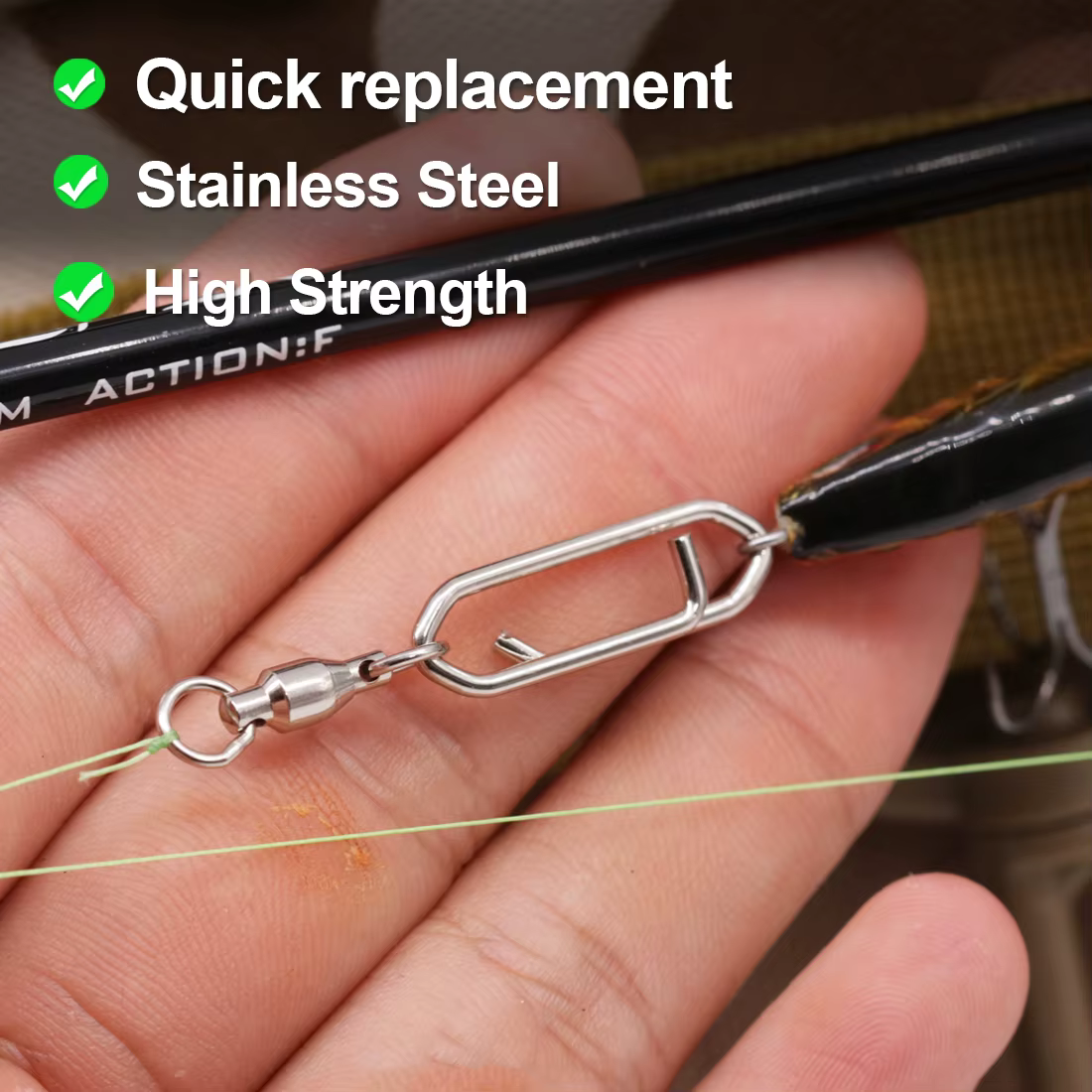 Anillo giratorio FishTrip con mosquetón – Acero inoxidable para pesca - imagen 2