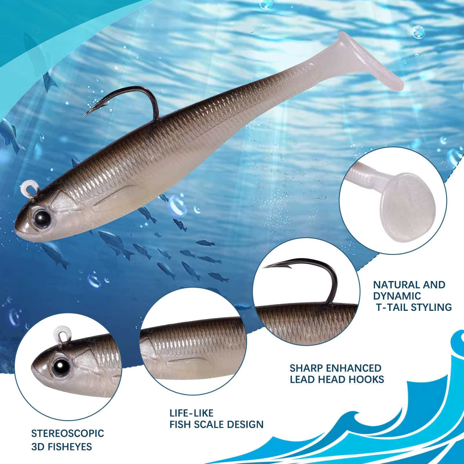 Jig Head Swimbait 9KM para black bass en agua dulce - imagen 3