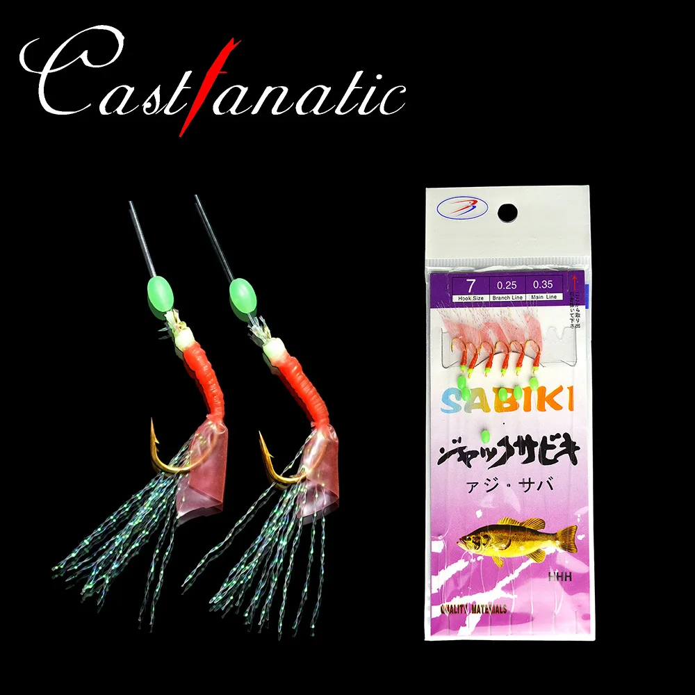 Set de Sabiki Rigs luminosos con plumas artificiales para pesca marina