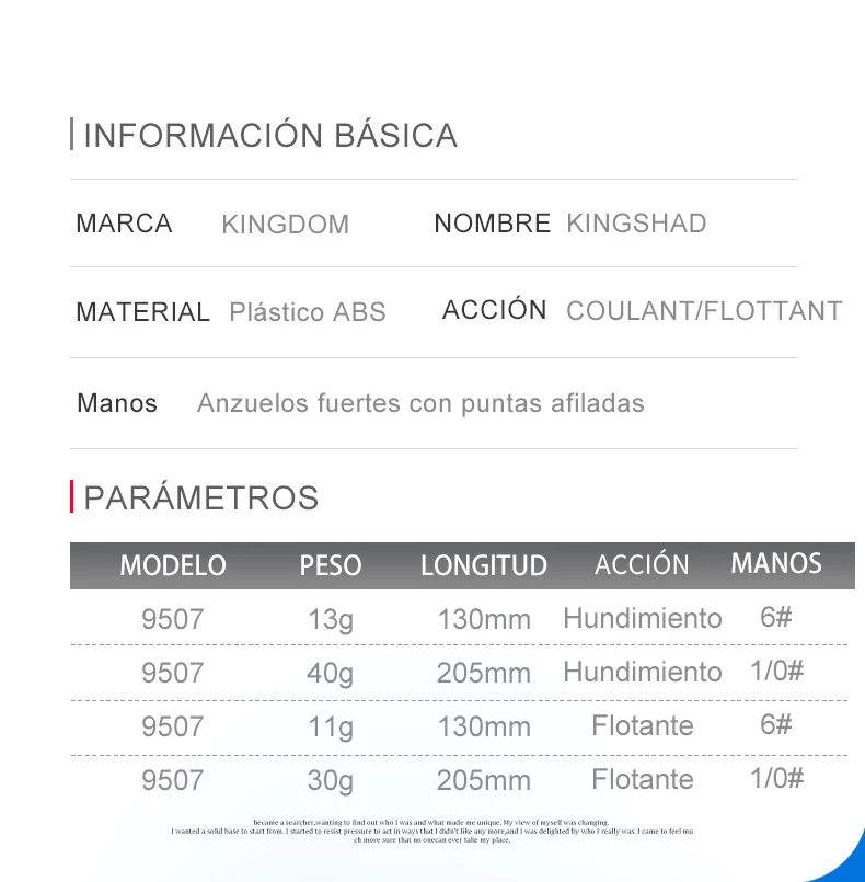 Detalle del sistema de peso interno y anzuelos VMC del señuelo Kingdom