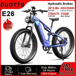 DUOTTS E26 Bicicleta Eléctrica – Neumáticos Gruesos Frenos Hidráulicos
