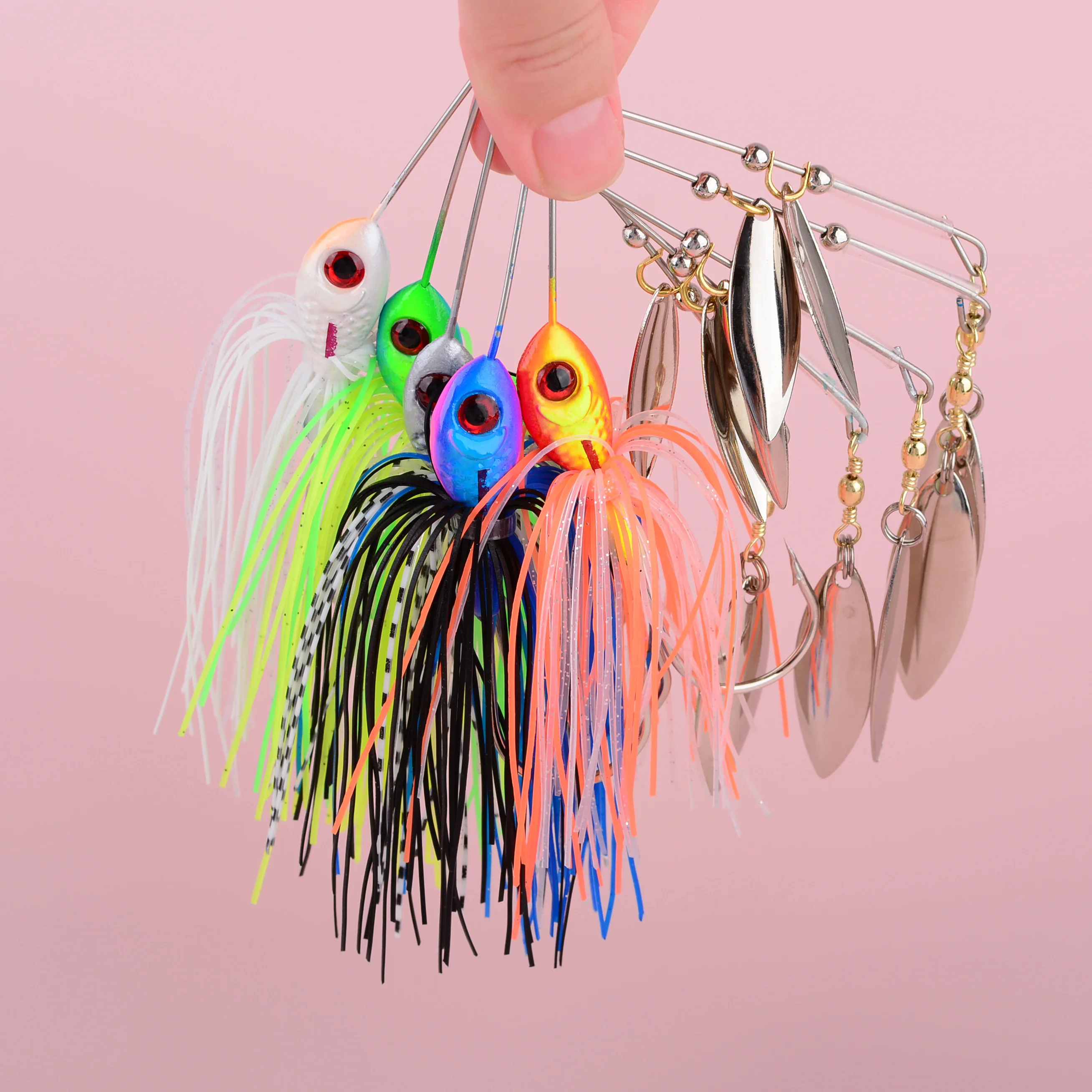 Spinnerbait doble aspa falda silicona anzuelo para lucio, trucha - imagen 5