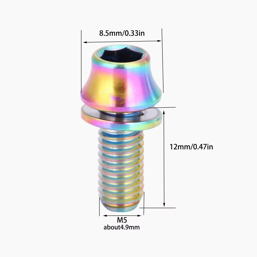 Tornillo Titanio M5x12mm para Portabidones Bicicleta con Arandela