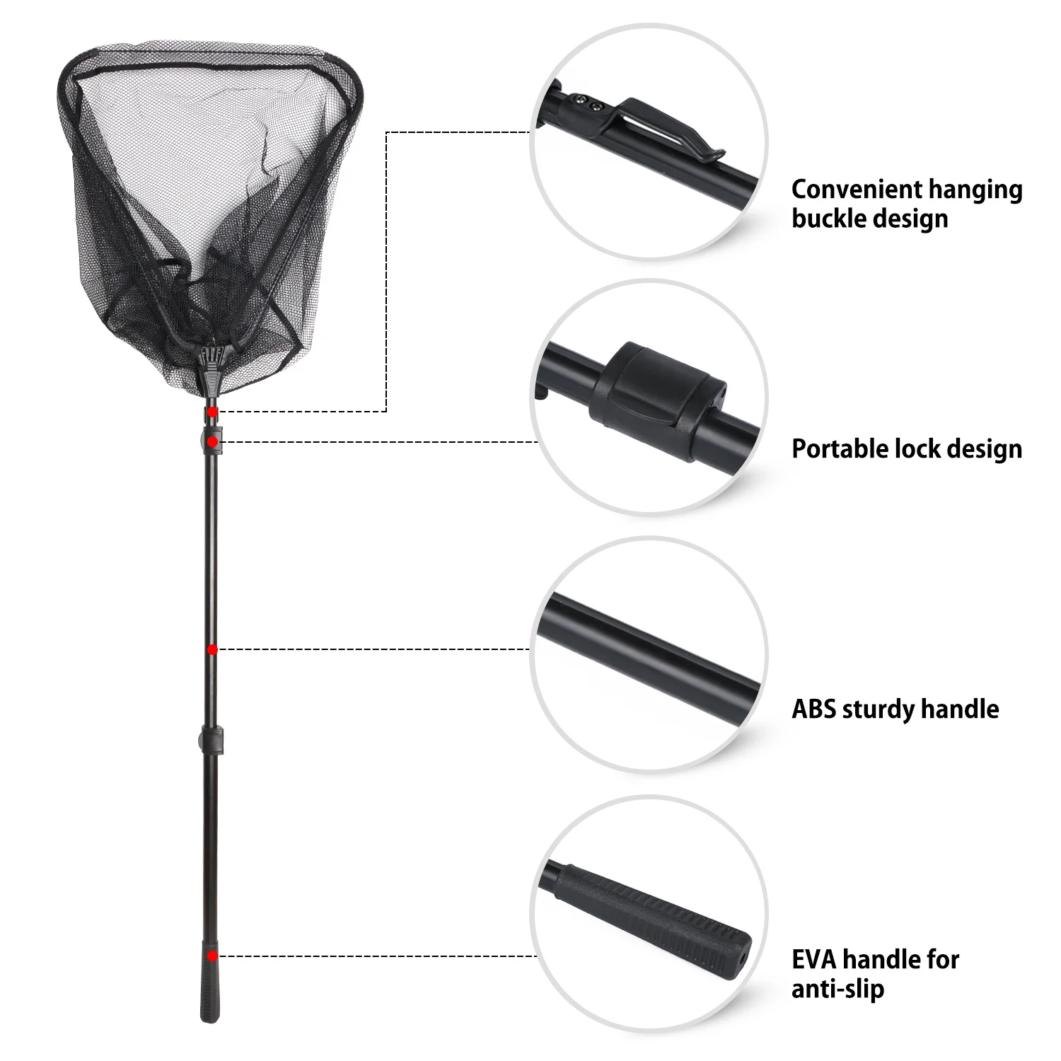 Goture red plegable con poste telescópico de aluminio para carpas - imagen 5