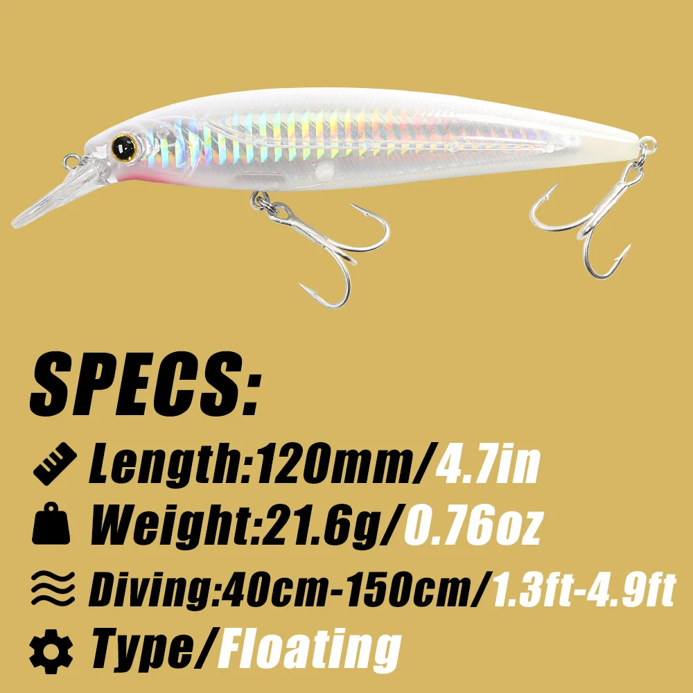 B & U Minnow Jerkbait Señuelo Lubina Agua Salada – Lanzamiento Largo - imagen 4