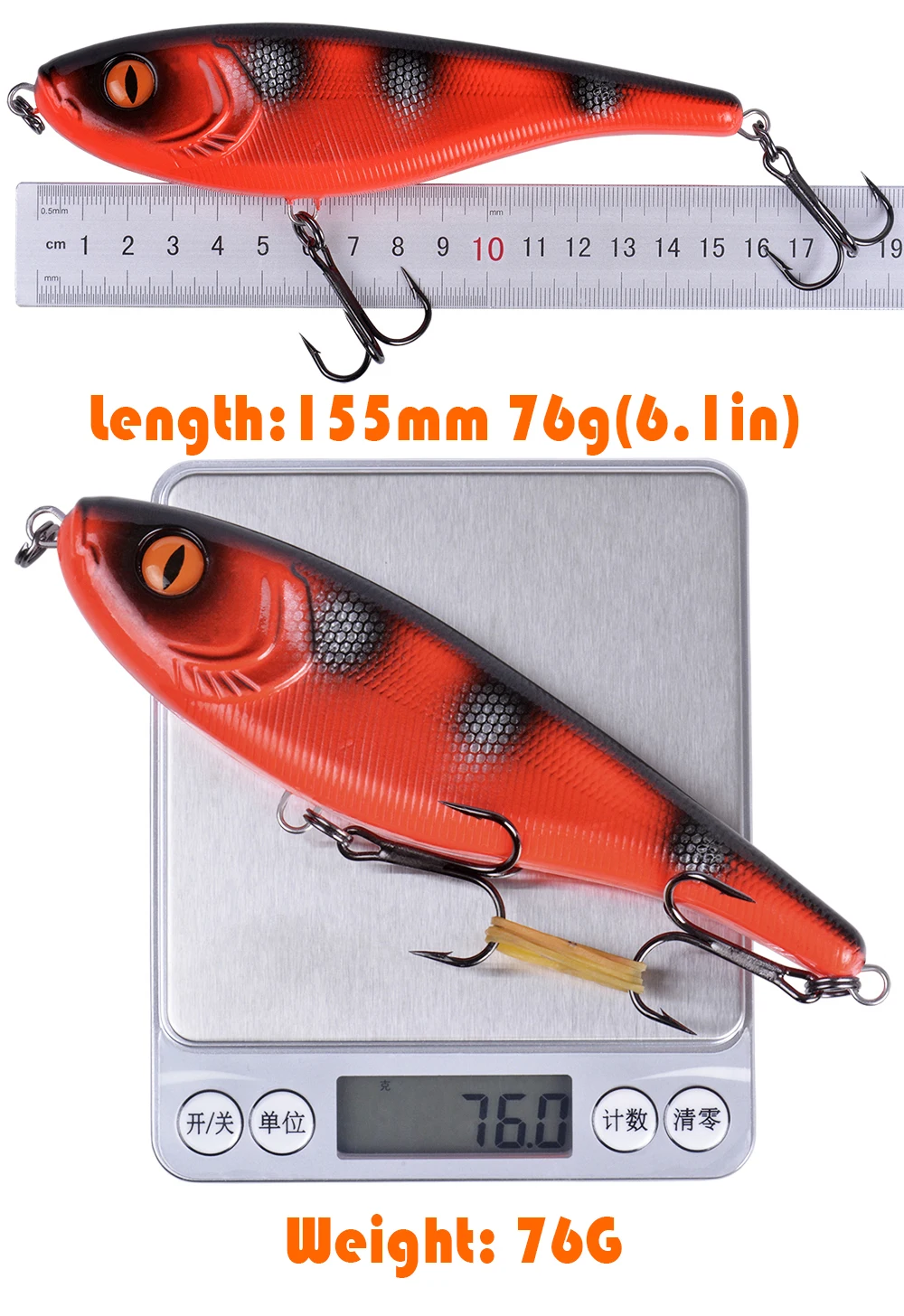 CF LURE 155mm 75g para lucio en zonas de profundidad media