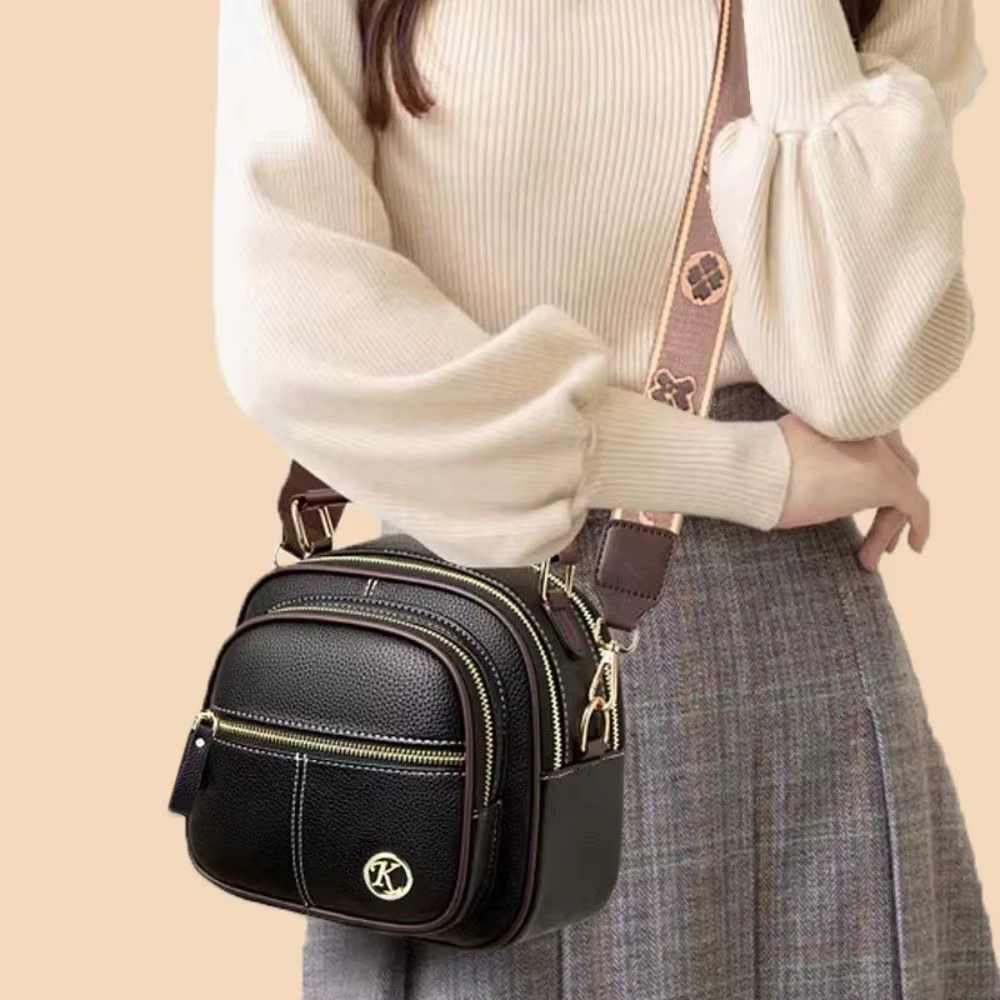 Bolso bandolera de cuero para mujer con correa ancha ajustable