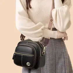 Bolso bandolera de cuero para mujer con correa ancha ajustable
