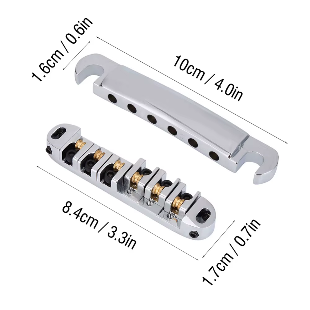 Puente de Rodillos Cromado para Guitarra Eléctrica de 6 Cuerdas - imagen 5