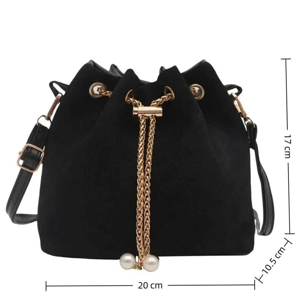 Bolsa bandolera tote con cordón antelina efecto y correa ajustable - imagen 2