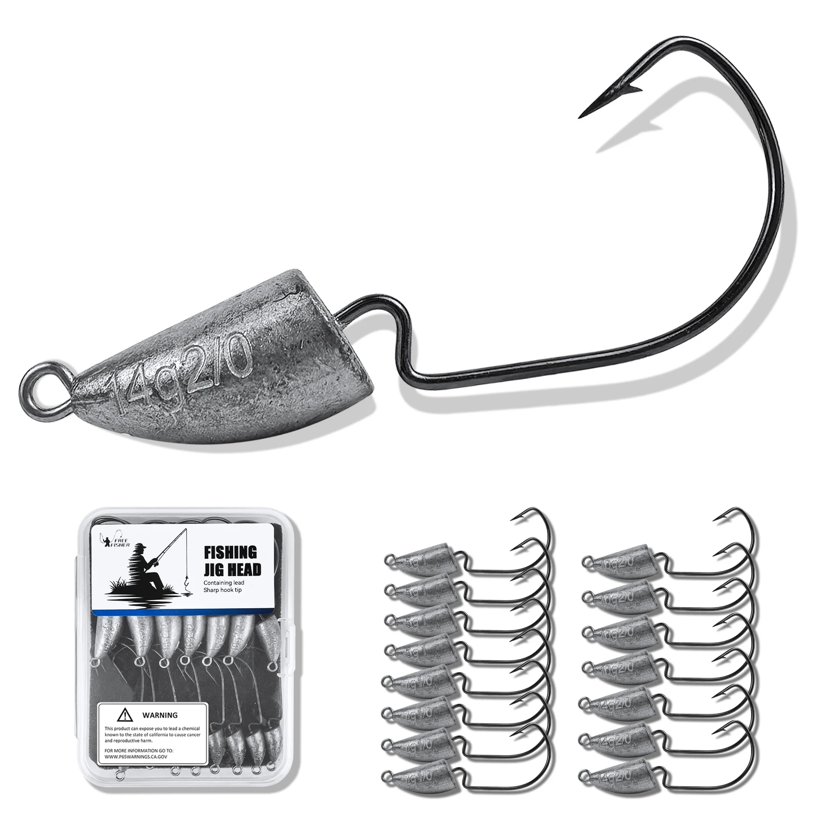 FREE FISHER Anzuelos Jig Head con eslabón para vinilo y gusano - imagen 2