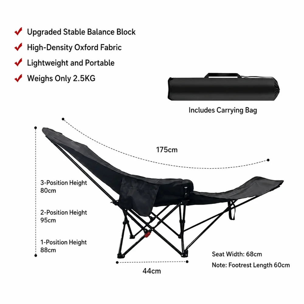 Silla plegable ligera de camping tipo luna para pesca y picnic - imagen 5