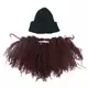 Gorro beanie de lana con bigote pirata, barba y peluca para cosplay