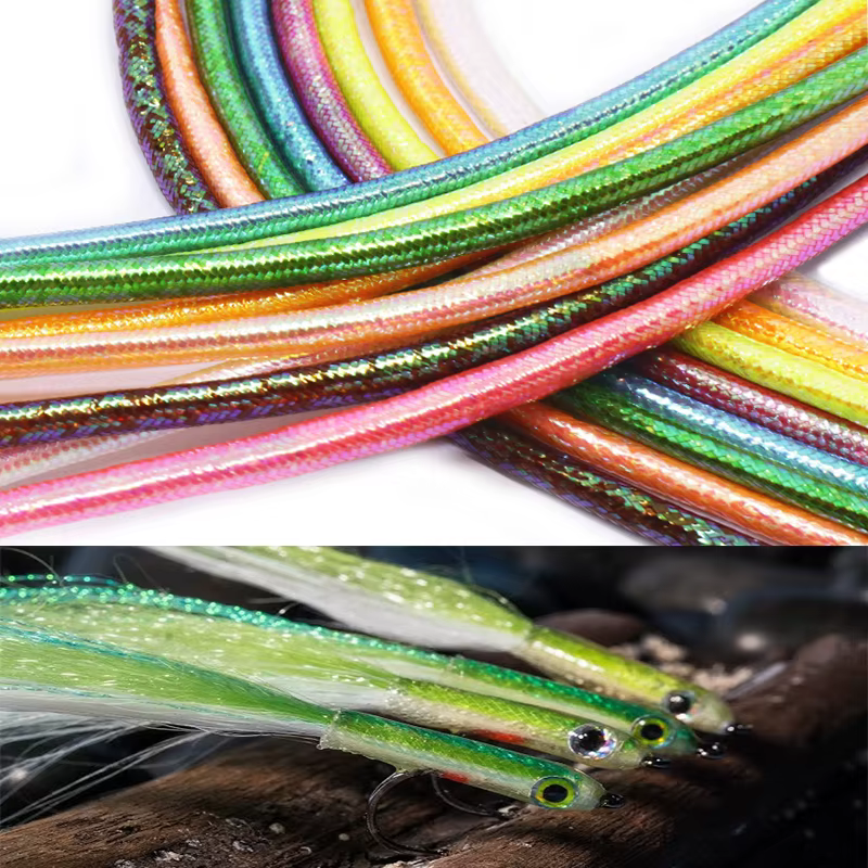 Poxy Minnow Tubo mosca trenzado Mylar para Pike Zonker salmón - imagen 5