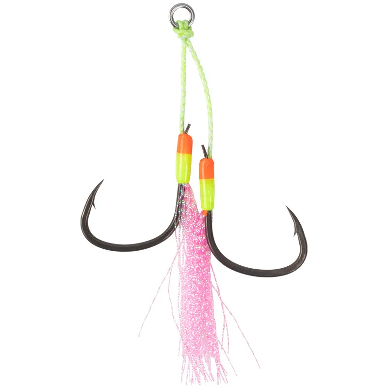 Anzuelos jigging lento acero carbono doble púas teflón UV - imagen 3