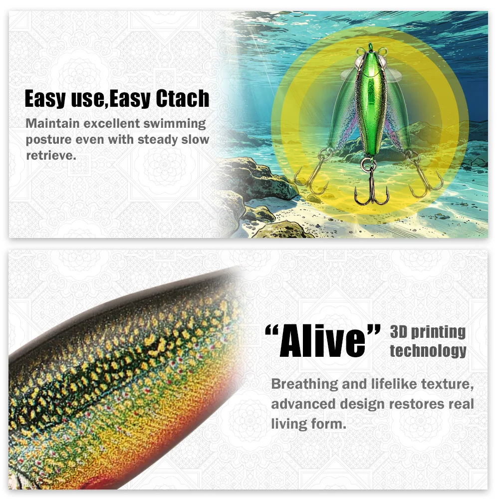 B&U Sinking Minnow para trucha: señuelo duro Jerkbait con anzuelo BKK - imagen 3