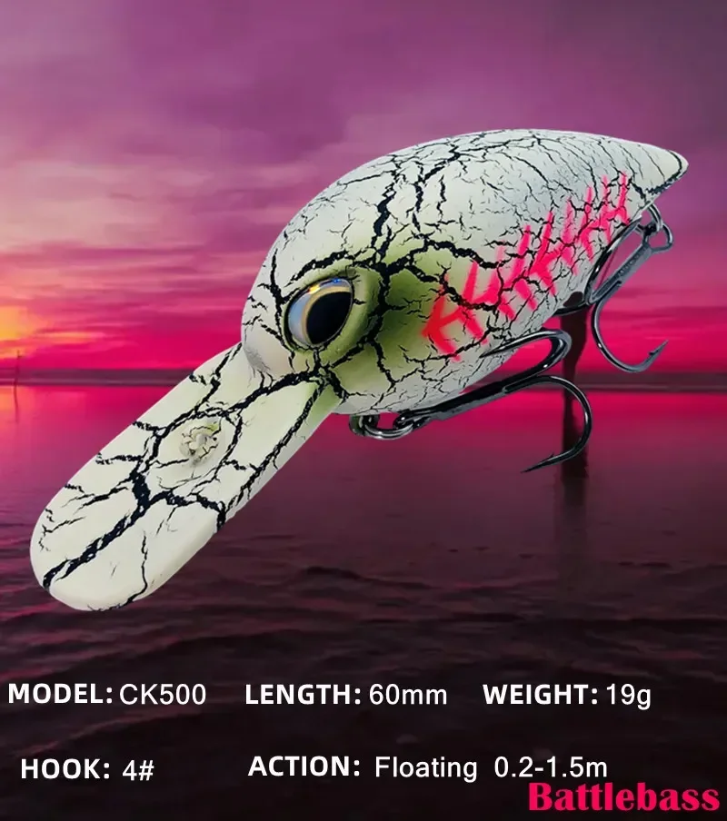 Crankbait wobbler flotante de 6cm y 19g para pesca de lucio