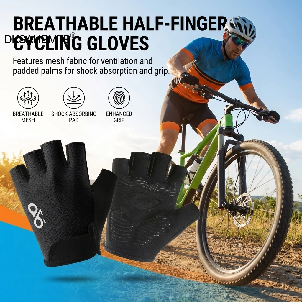 Guantes antideslizantes medio dedo transpirables para pesca y ciclismo - imagen 3
