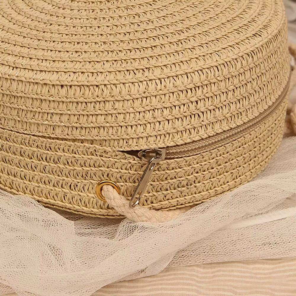 Bolso de Playa Tejido en Paja – Bandolera Redonda para Verano