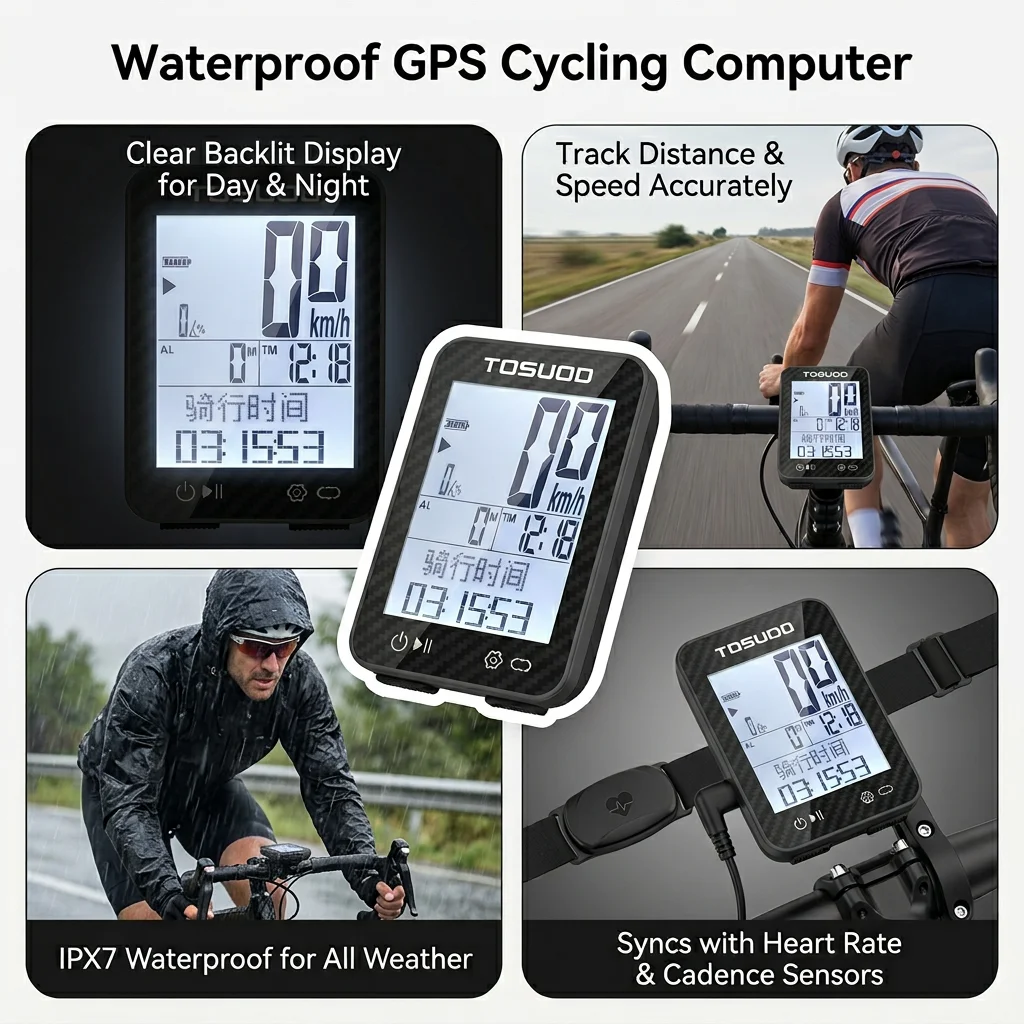 Ordenador de bicicleta con GPS resistente al agua y velocímetro