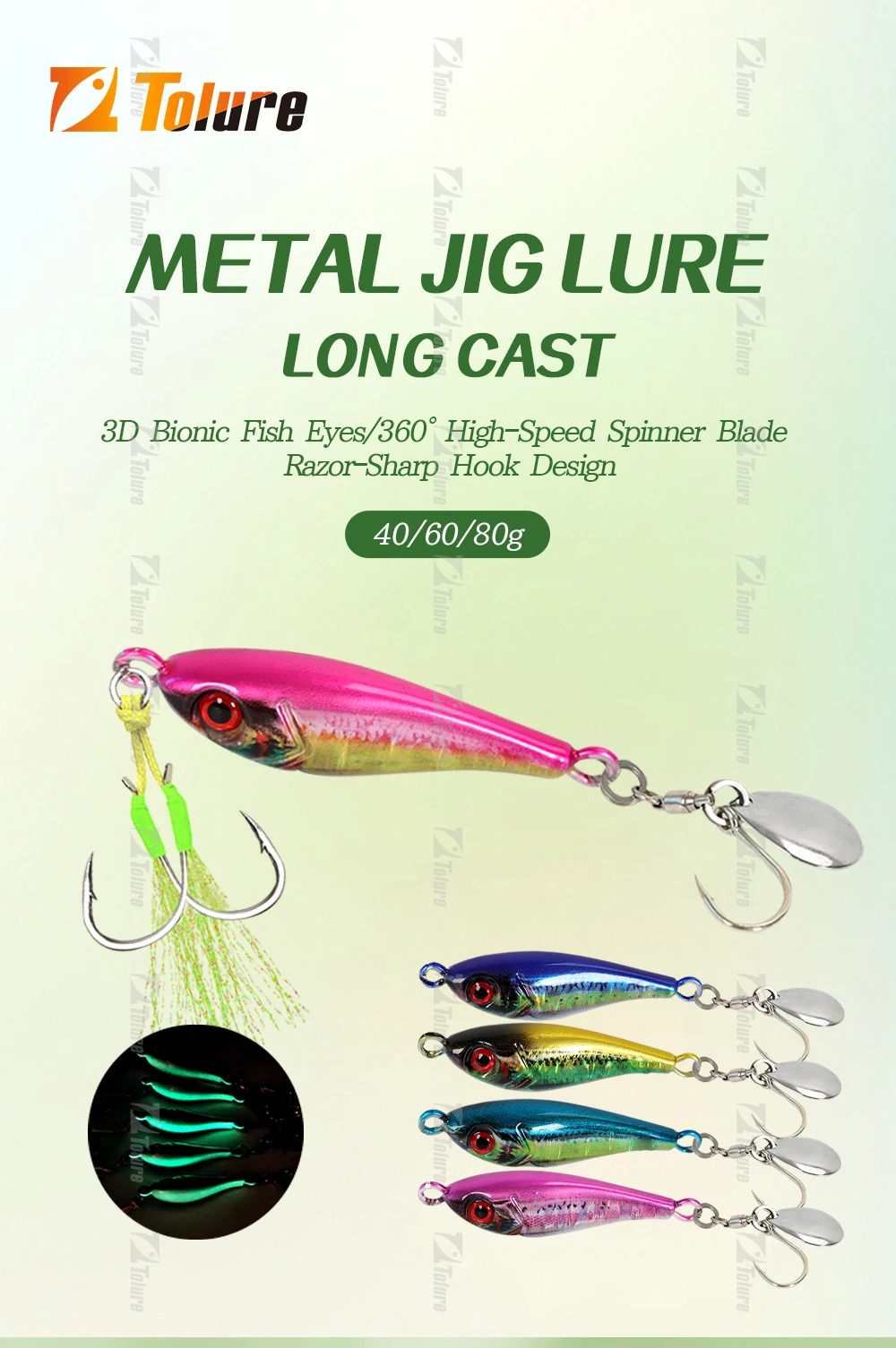 Jig TOLU de 40g en presentación frontal