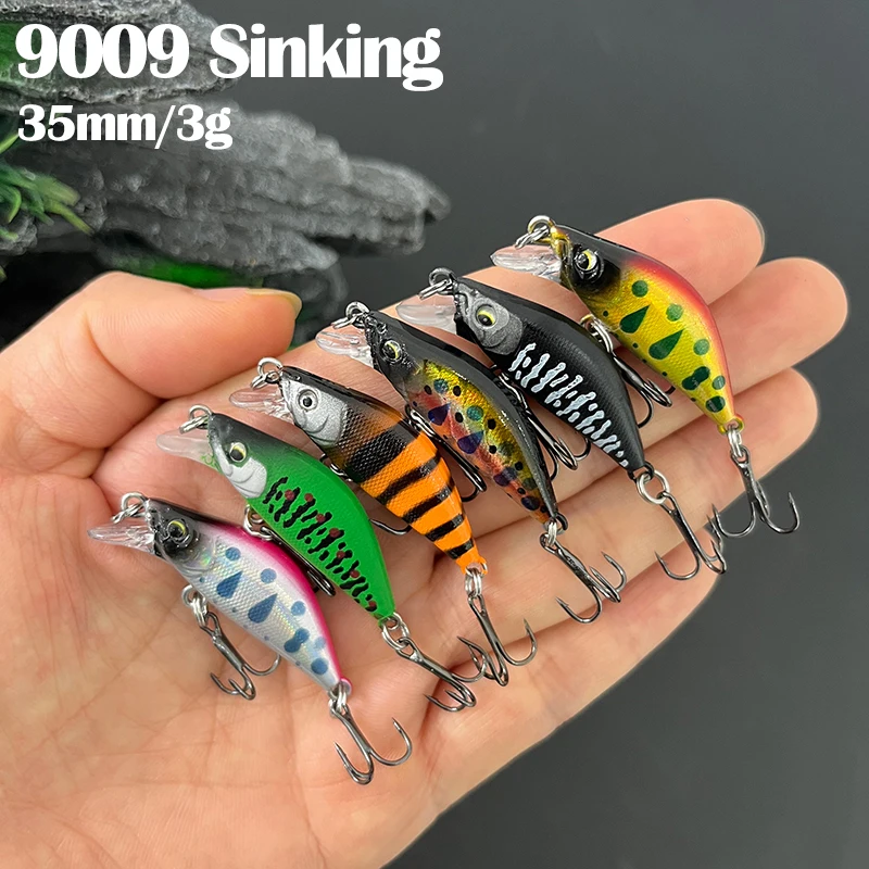 Wobbler minnow hundimiento pequeño para trucha de agua dulce
