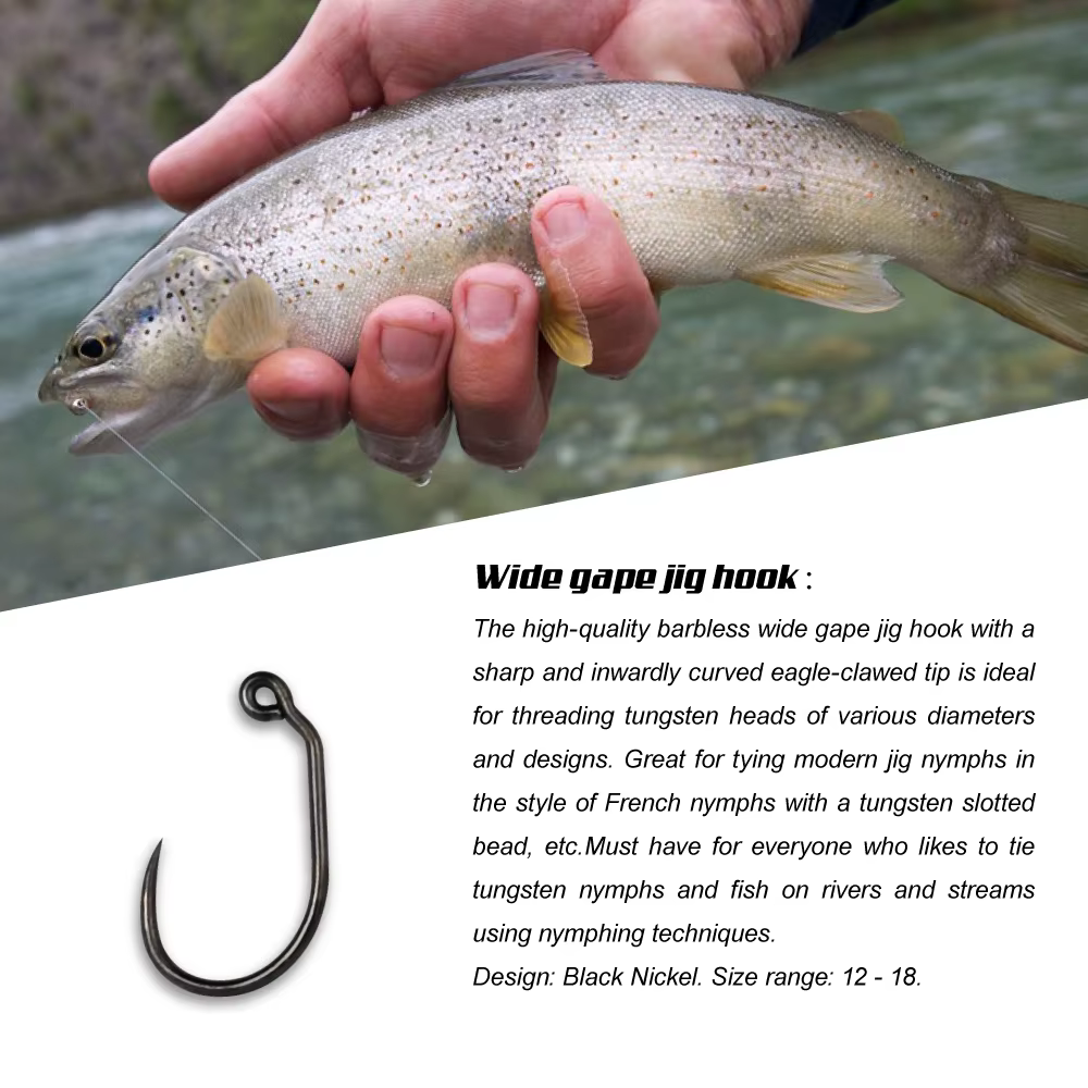 Anzuelos MUUNN junto a señuelos para pesca con mosca
