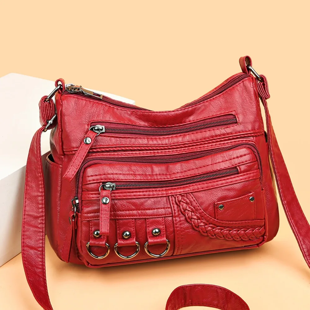 Bolso bandolera de cuero PU vintage con múltiples bolsillos - imagen 3