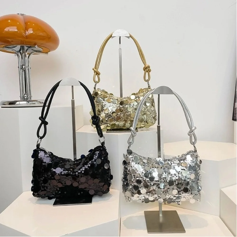Bolso de lentejuelas brillantes de hombro con cierre seguro y tote - imagen 5
