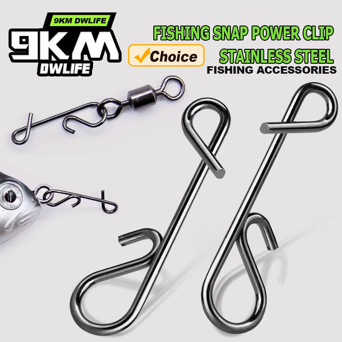 9KM Snap Power Clip – Mosquetón inox para cambio rápido de señuelos
